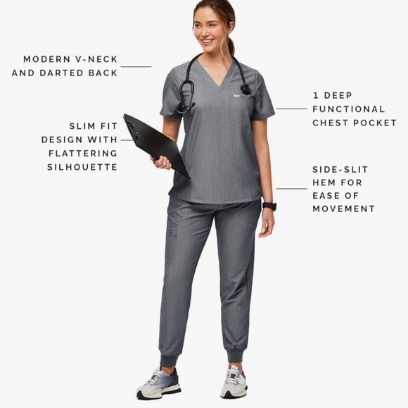 FIGS Catarina One-Pocket Scrub Top for Women – Slim Fit, Super Soft Stretch Medi - Picture 2 of 9